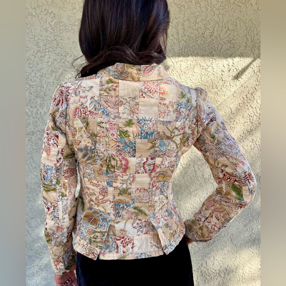 Polo Jeans Co.Patchwork fitted Coat jacket 100% cotton Sz M Women’s - Picture 2 of 8